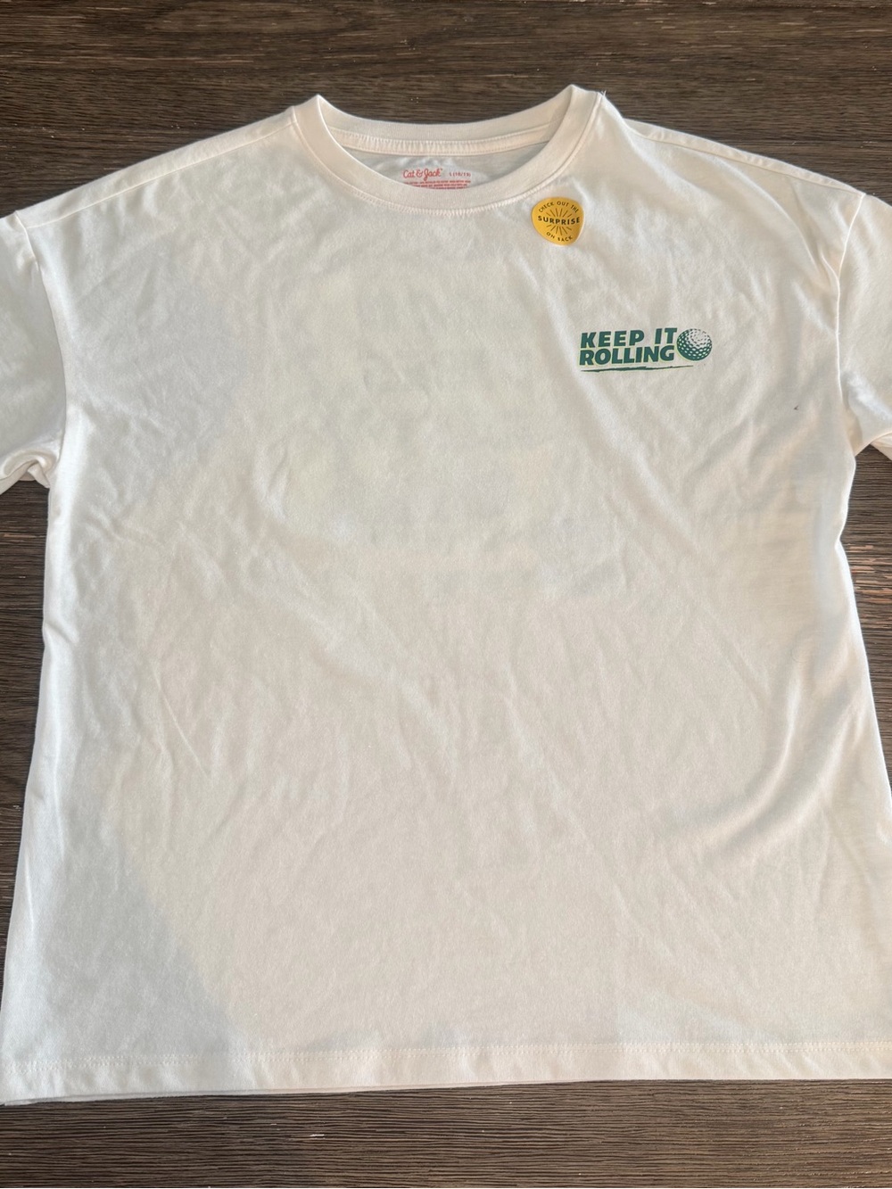 Cat & Jack Girls L 10/12 Golf Graphic T-Shirt Good Vibes Fast Greens Cream